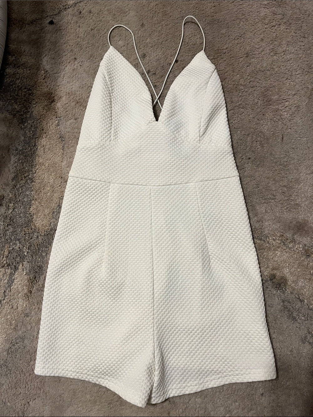 AX Paris Ivory Textured Strapless Romper Dress